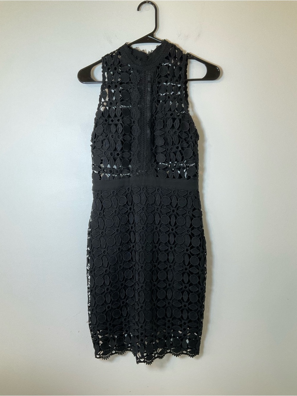 ASTR The Label Black Crochet Lace Sheath Dress Mock Neck Small